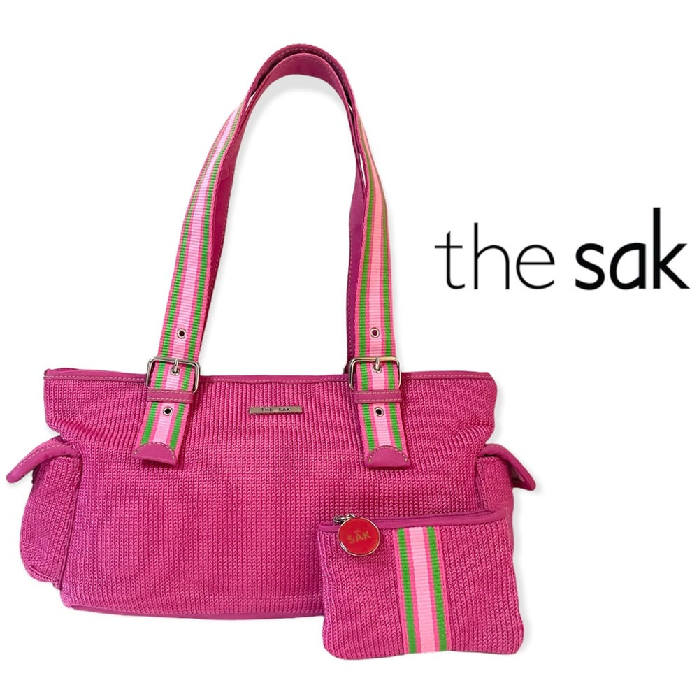 The Sak pink and green handbag with coin purse